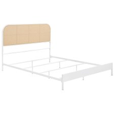 Amherst Radio Weave Rattan Metal Queen Bed White (image for) Amherst Radio Weave Rattan Metal Queen Bed White